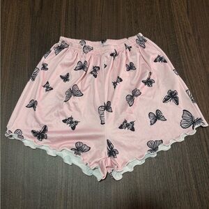 Pink Butterfly Print Shorts